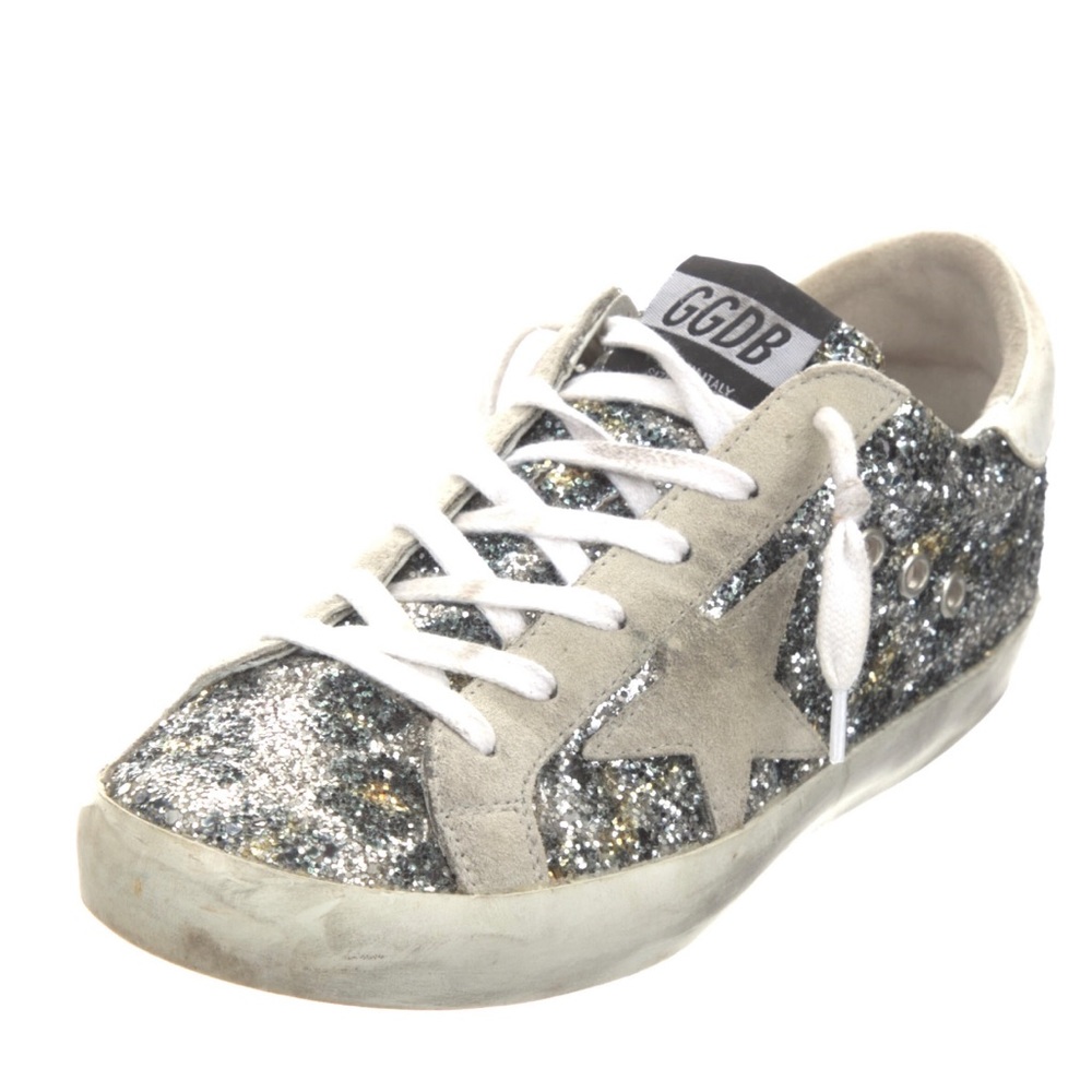 Golden Goose Silver Glitter Accent Low Top